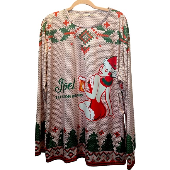 Fat Bottom Brewing Other - Christmas Pinup Fat Bottom Brewing Noel Long Sleeve Shirt XXL Poly/Spandex